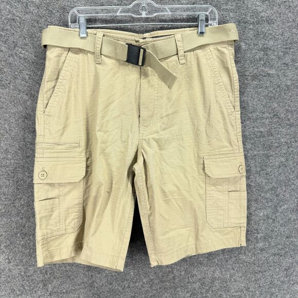 Wearfirst Cargo Shorts Men 34 Beige Mid Rise Belted Pockets Cotton Regular - Picture 1 of 6